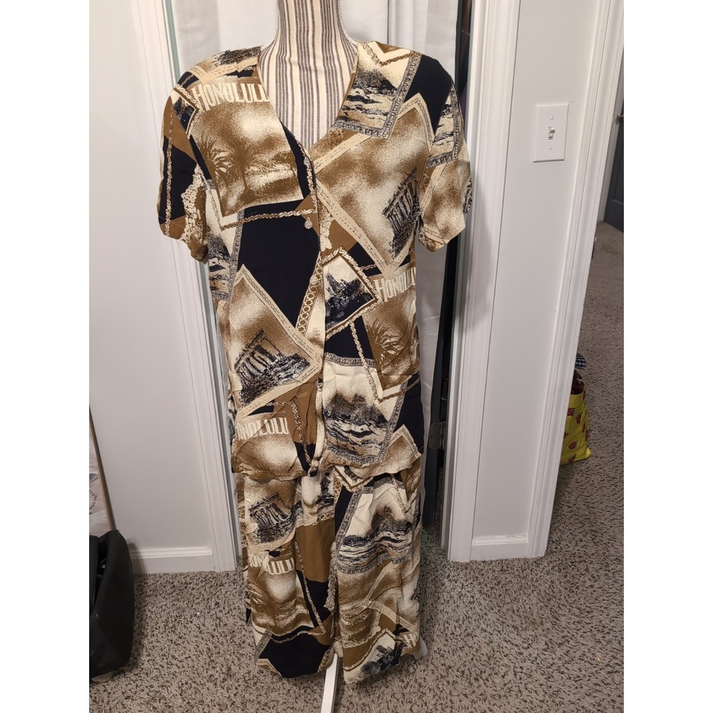 Vintage Jones New York 90's 2- Piece Hawaii Print Set 10/12 READ